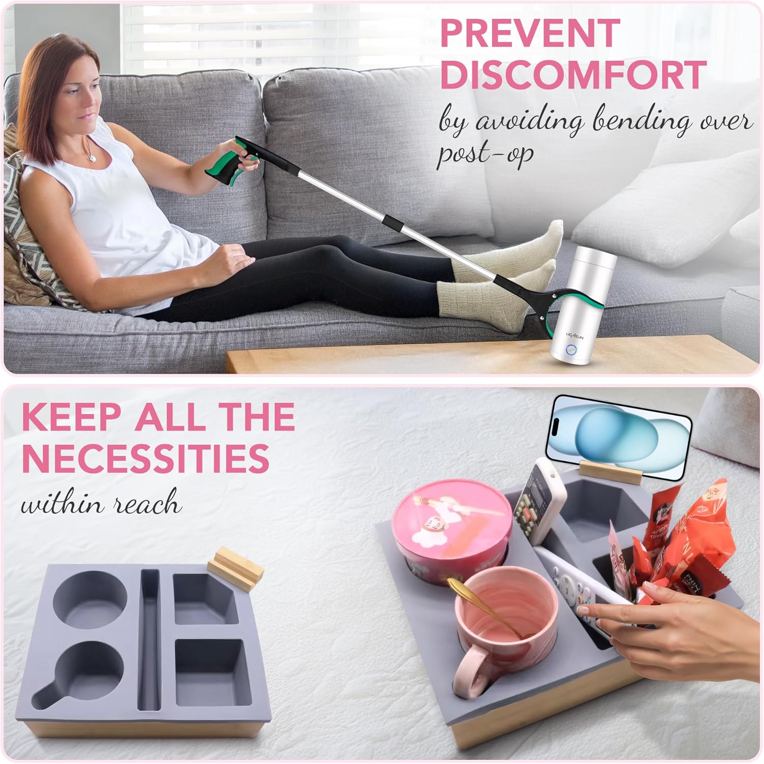 Ultimate Tummy Tuck Recovery Kit with Scar Care Red Light Therapy Wrap - Premium Post-Op Supplies and Must Have Essentials for Mommy Makeover | Abdominoplasty